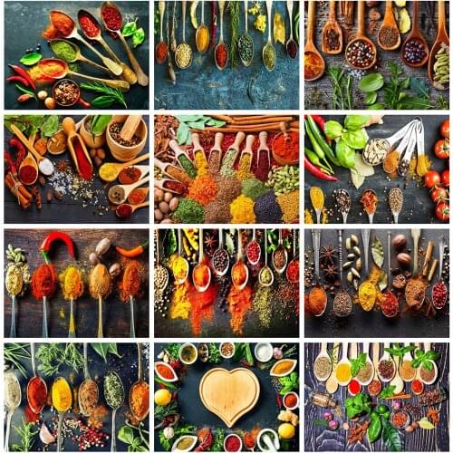 HUACAN Diamond Painting Kit Seasoning Rhinestones 5D DIY Diamond Embroidery Cross Stitch Full Mosaic Decor For Home