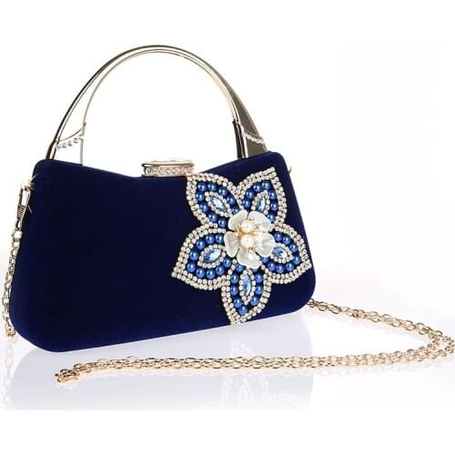 New Navy Blue Chinese Womens Corduroy Bag Bridal Wedding Evening Bag Clutch handbag Party Purse Makeup Bag Free F988-5-A