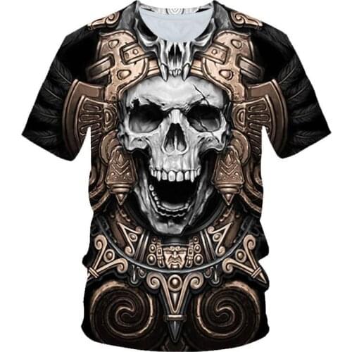 New product hot sale mens summer skull poker print mens short-sleeved T-shirt 3D T-shirt casual breathable season hip-hop hip
