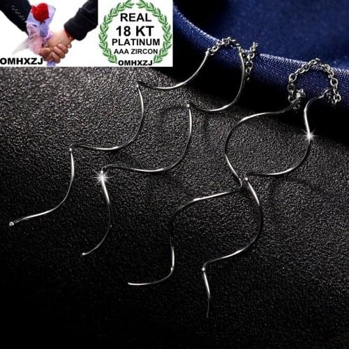 OMHXZJ Wholesale Personality Fashion OL Woman Girl Party Wedding White Gold Twisted Tassel 18KT Gold White Gold Earrings YE343
