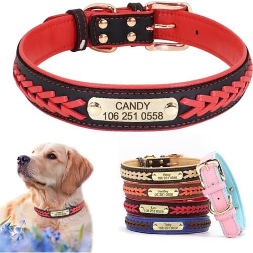 Personalized Engraved Dog ID Tag Collar For Small Medium Large Dogs Pitbull French Bulldog Custom Padded Pet Collar Adjustable