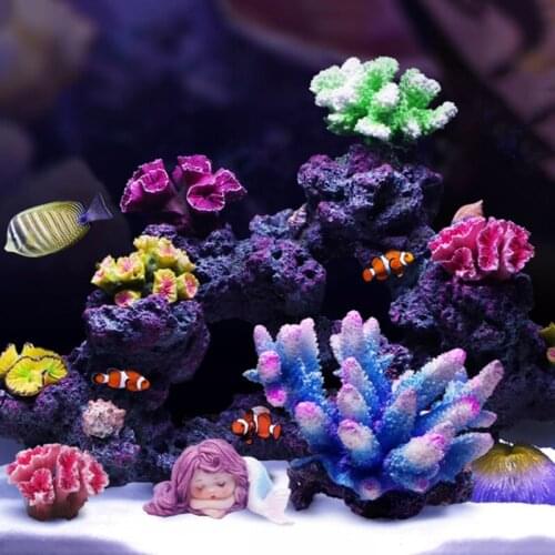 P15D Artificial Coral Lifelike Fake Coral Ornaments Aquarium Decorations Polyresin Simulation Coral for Fish Tank Decoration