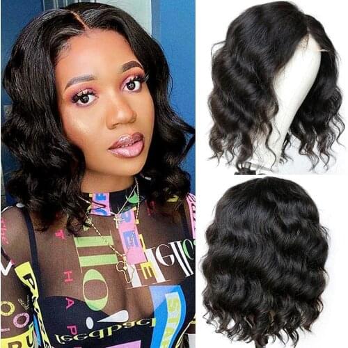 Short Bob Wig Body Wave Human Hair Wigs For Women 13x4x1 Lace Front Wig T Part Body Wave Brazilian Hair Wig Natural Color