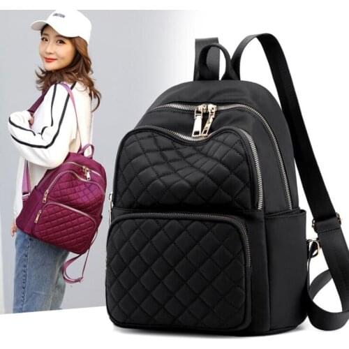 Casual Small Women Backpack Mini Bagpack for Teenage Girls Nylon Waterproof Back Pack Bag Plaid Backpack Female 2021 Travel