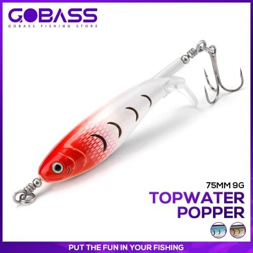 GOBASS Popper Topwater Lures Bait For Fishing Tackle 7cm 9g Hard Rotating Tail Floating Crank Wobbler Jerkbait Fishing Lure Pike
