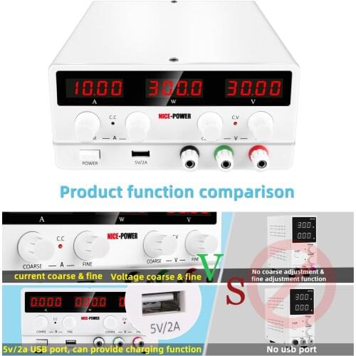 Adjustable 30V 10A Voltage Regulator Stabilizer Switching Bench Source Lab Power Supply Desktop Multifunctional DC Power Source