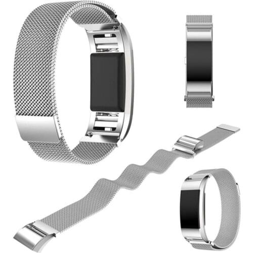 Silver Milanese Loop Watch Band for Fit bit Charge 2 Sport Magnetic Buckle Mesh Stainless Steel Belt Bracelet Strap Wristband