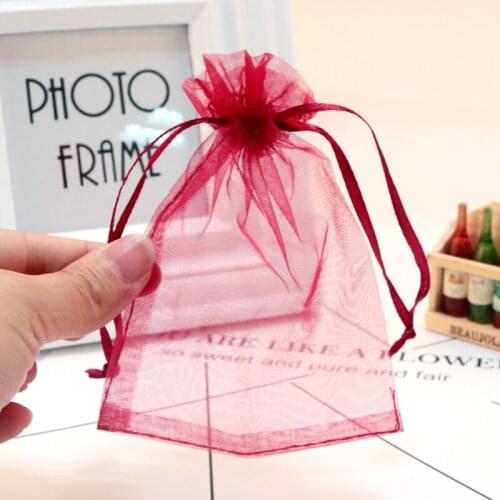 Christmas Gifts Organza Chiffon Bag White Pink Black 11x16cm Gift Bag Jewelry Packaging Favor Wedding Party Packaging Bags 10pcs