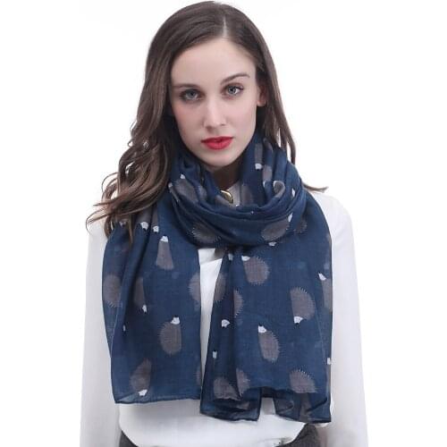 Hedgehog Print Animal Scarf Shawl Wrap Large Size Womens Accessories