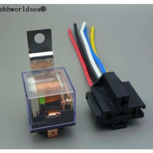 Shhworldsea 80A 4 Pin 5 Pin Automobile Socket Waterproof Integrated Auto Relay 12V 24V