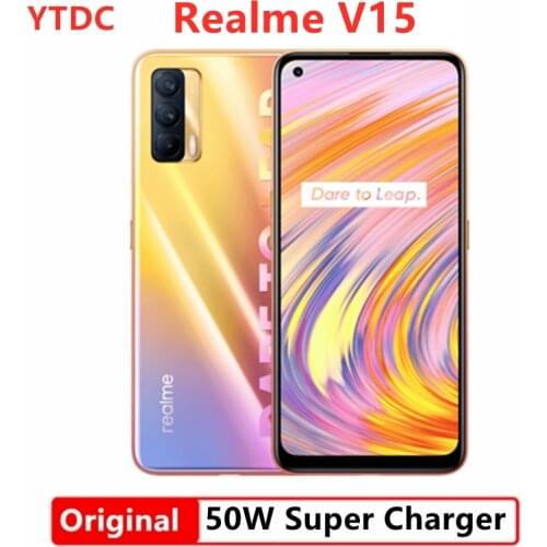 Original New 2021 Realme V15 Smart Phone 5G 50W Super Charger MediaTek 800U 4310mAh Battery 6.4 inch AMOLED Screen 64MP Camera