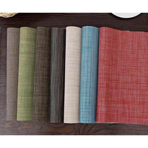 Heat-Resistant Placemats Stain Resistant Anti-Skid Washable Rectangle PVC Table Mats Woven Vinyl Placemat 30x45CM colorful