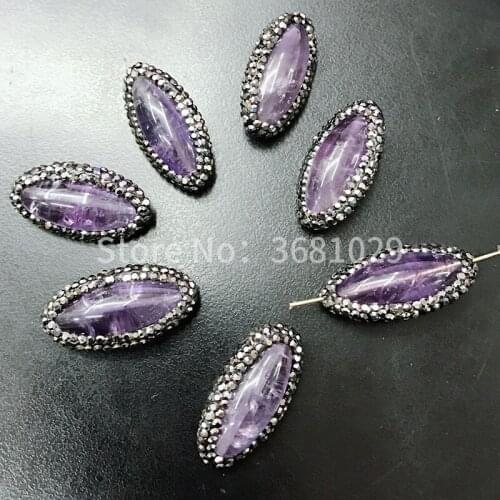 European and American style vintage long oval purple crystal palace small beads clothing accessories
