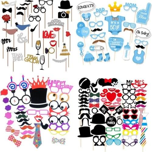 Fun Wedding Decoration Photo Booth Props DIY Mr Mrs Mask Glasses Photobooth Props Photo Accessories Wedding Event Party Decor