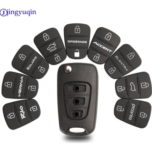 Jingyuqin 10ps Replacement Rubber Pad 3 Buttons Flip Car Remote Key Shell For Hyundai I30 IX35 Kia K2 K5 Key Cover Case