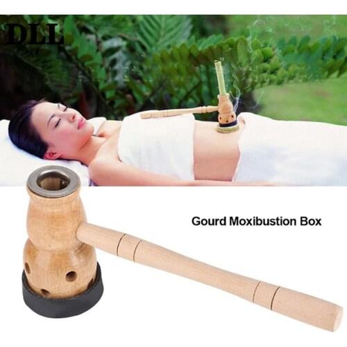 1 set Wooden Gourd Moxa Burner Roll Massage Set Wormwood Artemisia Acupuncture Moxa Mugwort Moxibustion Box Gourd Device