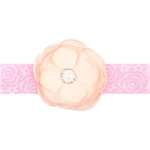 10PCS 2018 Rhinestone Pearls Flower Headband Kids Girls Elastic Turban Hair Band Hair Accessories L Head Wrap bandanas bebe