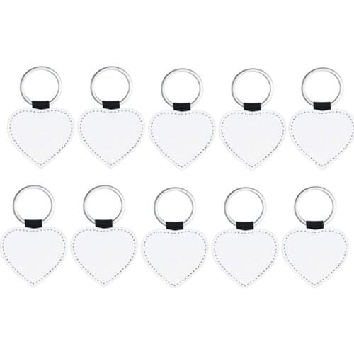 10Pcs Leather Keychains Blank MDF Keychains Sublimation Heat Transfer Keychains Kit