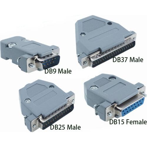 10pcs Parallel Serial Port DB15 15 Pin db25 D Sub Fmale/Male Solder Connector + Plastic Assemble Shell Cover VGA Adapter DB9