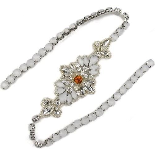 3D Elegant Jelly Rhinestone Applique Chain Belt For Wedding Dress WRA-949
