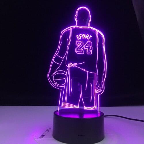 No.24 3D Lamp Basketball Star Famous Sports Gift Black Base Battery Powered Usb Led Night Light Lamp Dropshipping
