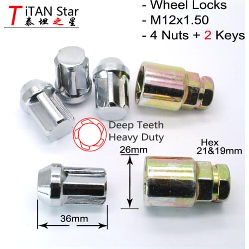 4Nuts+2Keys 12x1.5 M12 1.50 OEM RIMS Wheels locks Lug Nuts Anti theft Nuts For Ford Buick Chevrolet Captiva Hyundai KIA