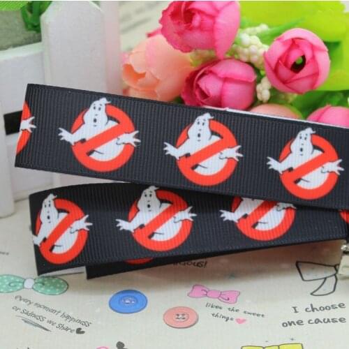 7/8'' Free shipping ghost movie printed grosgrain ribbon hairbow headwear party decoration diy wholesale OEM 22mm S224