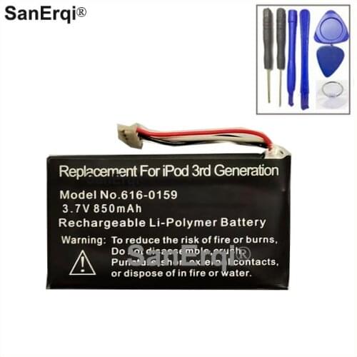 SanErqi Battery 3.7V 850mA Battery For iPod 3G 3rd Generation 616-0159 Battery with Tools