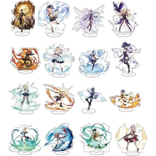 Anime Figure Genshin Impact Zhongli Diluc Venti Klee Keqing Qiqi Acrylic Stand Model Plate Desk Decor Standing Sign Fans Gifts