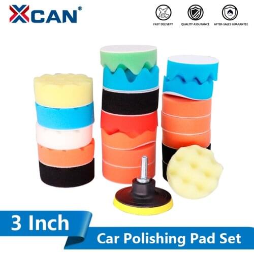 XCAN 3Inch Car Polishing Disc Self-Adhesive Buffing Waxing Sponge Wool Wheel Polishing Pad For Car Polisher Drill Adapter