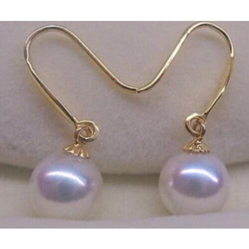 Free Shipping noble jewelry Beautiful a pair 10-11mm AAA south sea round white pearl dangle earrings
