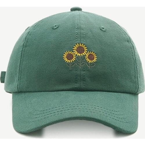 2020 Autumn Hip Hop Streetwear Sunflower Embroidered Adjustable Baseball Cap Men Women Casual Cotton Snapback Hats Harajuku