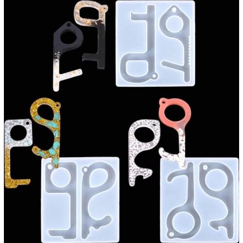 Keychain EDC Door Opener Safety Key Silicone Epoxy Resin Mold DIY Jewelry Making Tools Craft Decoration