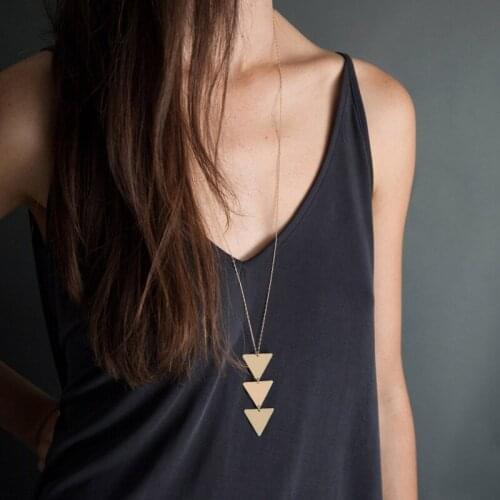 Fashion necklace for women Long chain metal smooth triangle one piece Pendant Chains aesthetic Accessories neck Gift wholesale