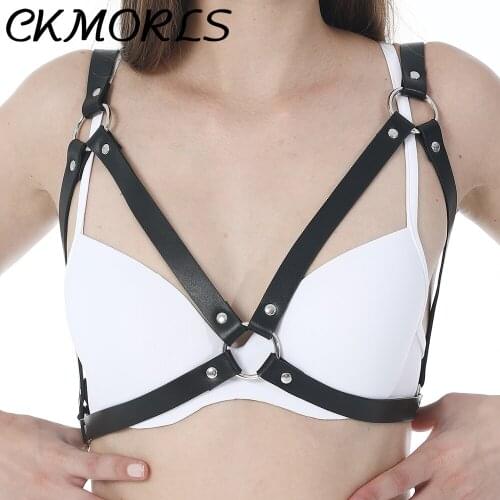 CKMORLS Leather Harness Women Erotic Lingerie Fetish Chest Harness Harajuku Sexy Suspenders Garter Stockings Bra Bondage Gothic