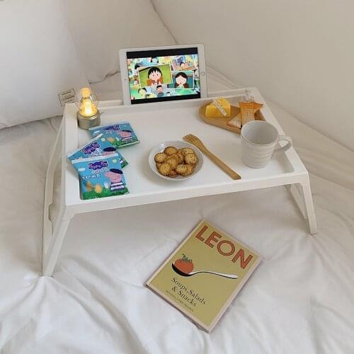 CuteLife White Plastic Small Folding Table Laptop Balcony Coffee Tea Dining Table Multifunctional Outdoor Camping Bedside Table