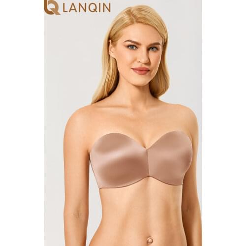 Womens Smooth T-shirt Strapless Minimizer Bra Plus Size Underwire Non-Padded Brassiere