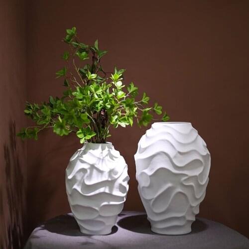 Wave Pattern Ceramic Vase Home Soft Decoration Creative Solid Color Flower Arrangement Living Room Hallway Ornaments