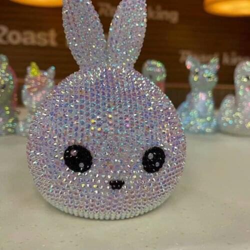 Creative white rabbit night light stick diamond rabbit LED night light living room room light children Christmas gift decoration