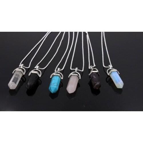 Bullet Shape Corloful Natural Stone Pendant Necklace Accessories Crystal Real Necklace Pendant