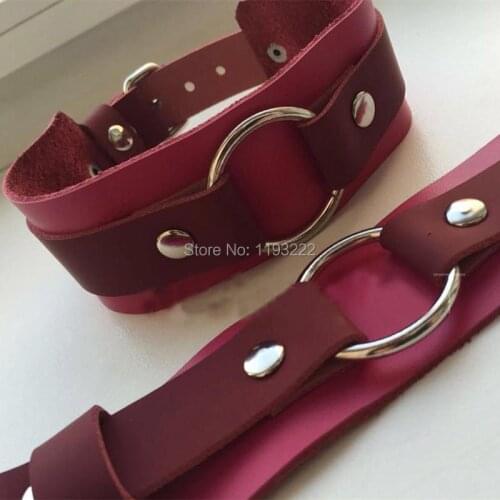 Top Fashion 100% Handmade Layer Leather Caged Frame O-Round Leather Choker Punk BDSM Collar Necklace