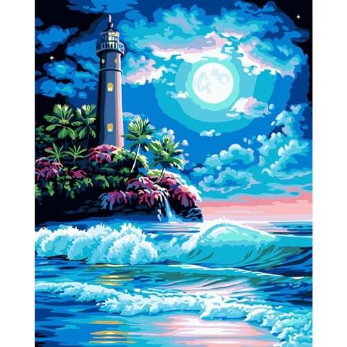 Modular pictures painting on the wall Painting By Numbers Digital Oil Painting On Canvas Magico Sea & moon Wall Decor DY148