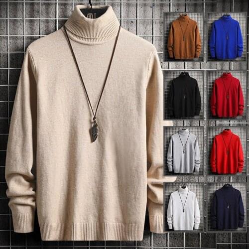 2021 mens casual slim fit basic high neck knitted sweater high neck Pullover mens high neck autumn and winter top