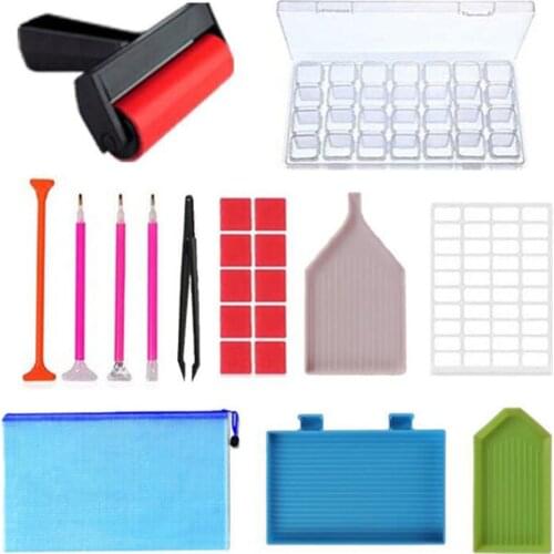 Kexinzu 5D Diamond Painting Tools Set and Accessories Kits Roller pen Clay Tray stylo Diamond Embroidery Tray Box sets