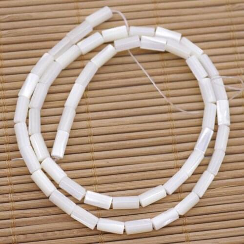 Natural White Tube Shell Mother of Pearl Loose Beads 15" Jewelry Making 4mmX8mm