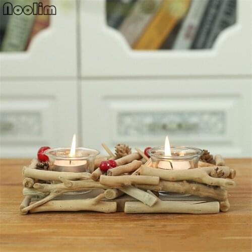 NooLim Decorative Wooden Candlesticks