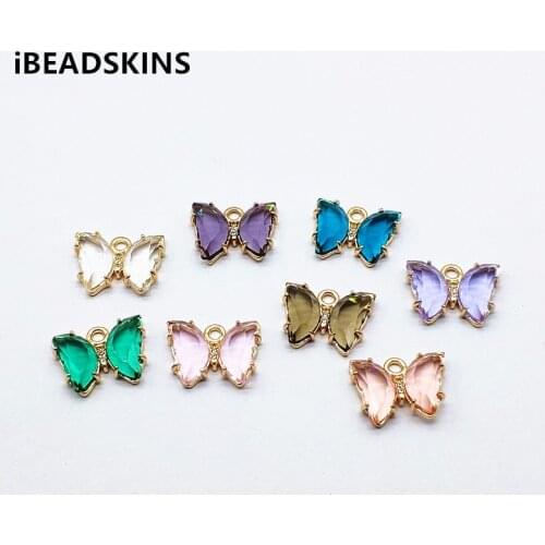 New arrival! 15x19mm 50pcs Crystal/Copper Butterfly Shape Charm for Hand Made Earrings DIY parts,Jewelry Findings & Components