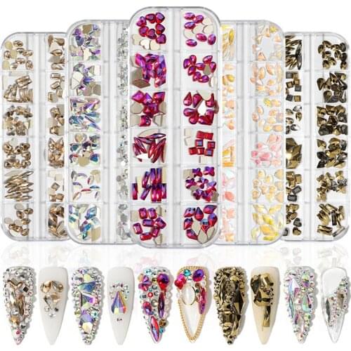Manicure shaped diamond flat bottom diamond AB color transparent rhinestone super flash luxury nail decoration accessories