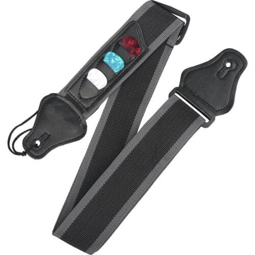 Adjustable Folk Guitar Strap with Plectrums Pockets for Acoustic Electric Bass Guitars Guitar Accessories