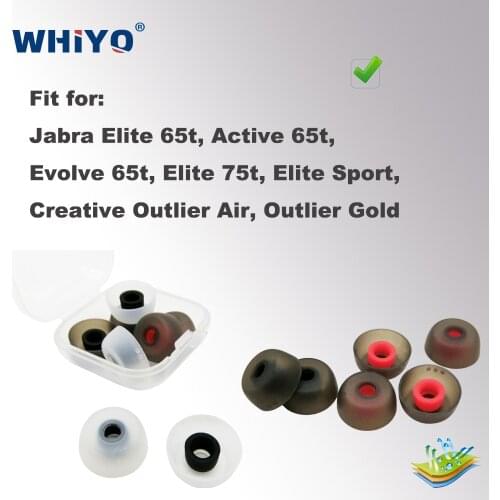 TWS-joy Replacement Silicone Earbuds for Jabra Elite/ Active/ Evolve 65t, Elite 75t/ Sport, Creative Outlier Air/ Gold